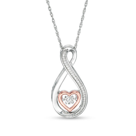 0.04 CT. T.W. Diamond Heart Infinity Pendant in Sterling Silver and 10K Rose Gold Zales