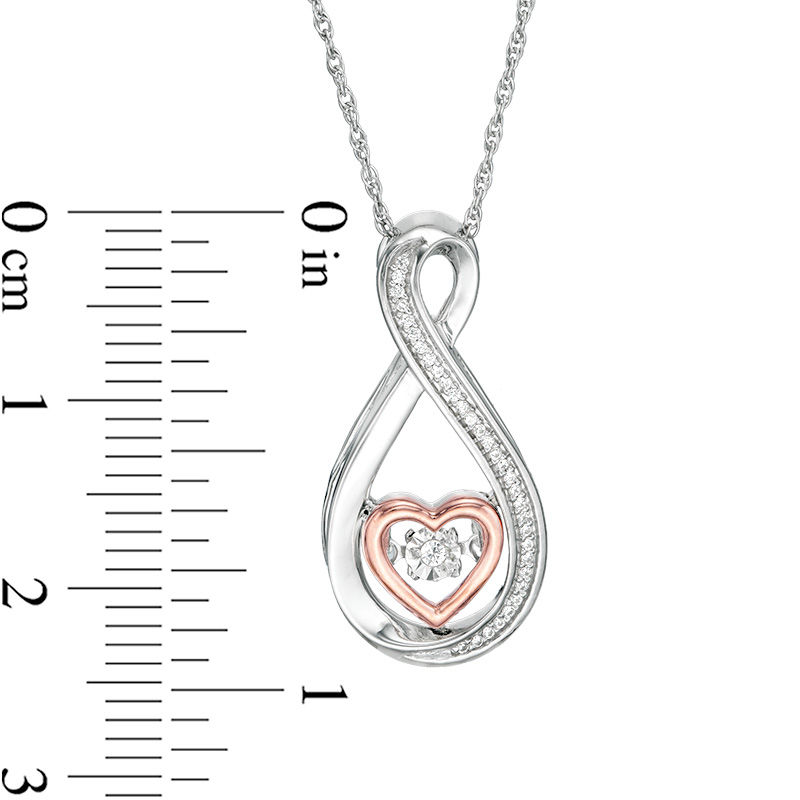 Main Image 2 of 0.04 CT. T.W. Diamond Heart Infinity Pendant in Sterling Silver and 10K Rose Gold