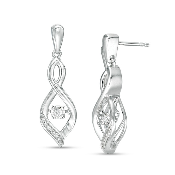 Unstoppable Love™ 1/10 CT. T.w. Diamond Flame Drop Earrings in Sterling Silver