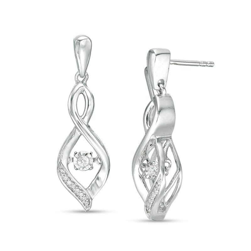 Main Image 1 of Unstoppable Love™ 1/10 CT. T.W. Diamond Flame Drop Earrings in Sterling Silver