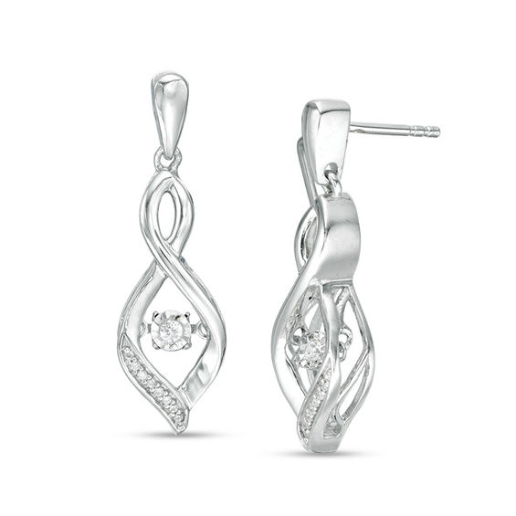 Unstoppable Love™ 1/10 CT. T.W. Diamond Flame Drop Earrings in Sterling ...