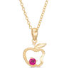 Thumbnail Image 1 of Child's Disney Twinkle Snow White Ruby Beaded Apple Pendant in 14K Gold - 14"