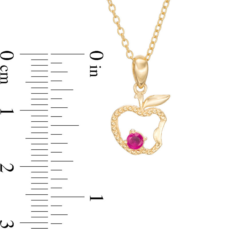 Main Image 3 of Child's Disney Twinkle Snow White Ruby Beaded Apple Pendant in 14K Gold - 14"