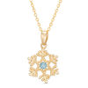 Thumbnail Image 0 of Child's Disney Twinkle Frozen Blue Topaz Beaded Snowflake Pendant in 14K Gold - 14"