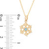 Thumbnail Image 2 of Child's Disney Twinkle Frozen Blue Topaz Beaded Snowflake Pendant in 14K Gold - 14"