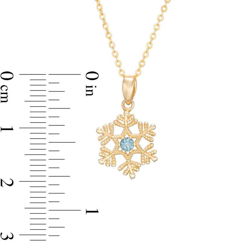 Child's Disney Twinkle Frozen Blue Topaz Beaded Snowflake Pendant in 14K Gold - 14"