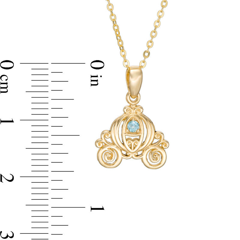 Main Image 3 of Child's Disney Twinkle Cinderella Blue Topaz Carriage Pendant in 14K Gold - 14"