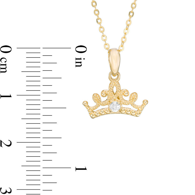 Child's Disney Twinkle Princess Diamond Accent Beaded Tiara Pendant in 14K Gold - 13"