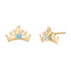 Thumbnail Image 1 of Child's Disney Twinkle Princess Blue Topaz Beaded Tiara Stud Earrings in 14K Gold