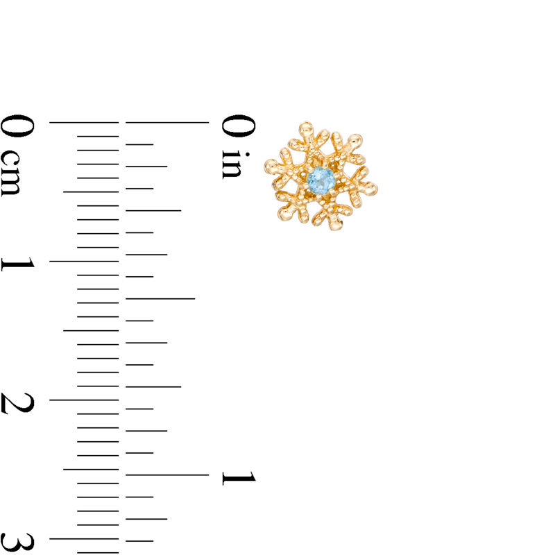 Main Image 2 of Child's Disney Twinkle Frozen Blue Topaz Beaded Snowflake Stud Earrings in 14K Gold