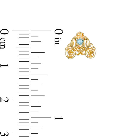 Child's Disney Twinkle Cinderella Blue Topaz Carriage Stud Earrings in 14K Gold