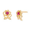 Thumbnail Image 1 of Child's Disney Twinkle Belle Ruby Beaded Rose Stud Earrings in 14K Gold