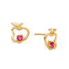 Thumbnail Image 1 of Child's Disney Twinkle Snow White Ruby Beaded Apple Stud Earrings in 14K Gold