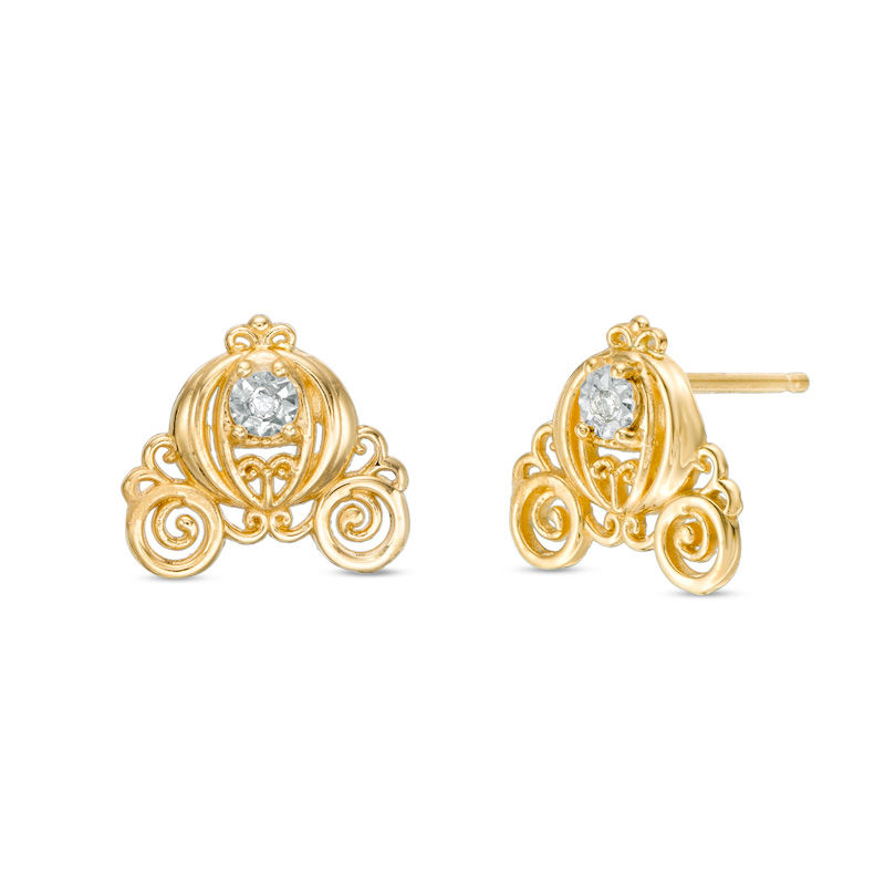 Main Image 1 of Child's Disney Twinkle Cinderella Diamond Accent Carriage Stud Earrings in 14K Gold