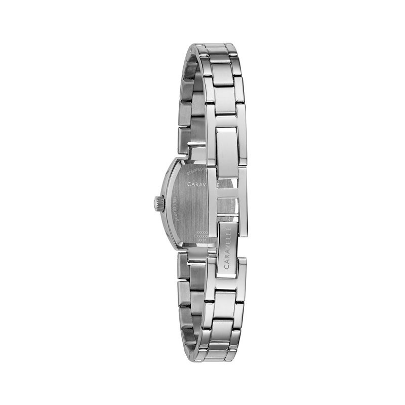 Ladies' Caravelle by Bulova Crystal Accent Watch with Tonneau Black Mother-of-Pearl Dial (Model: 43L204)