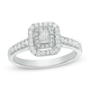 Thumbnail Image 1 of 1/2 CT. T.W. Emerald-Cut Diamond Double Frame Engagement Ring in 14K White Gold