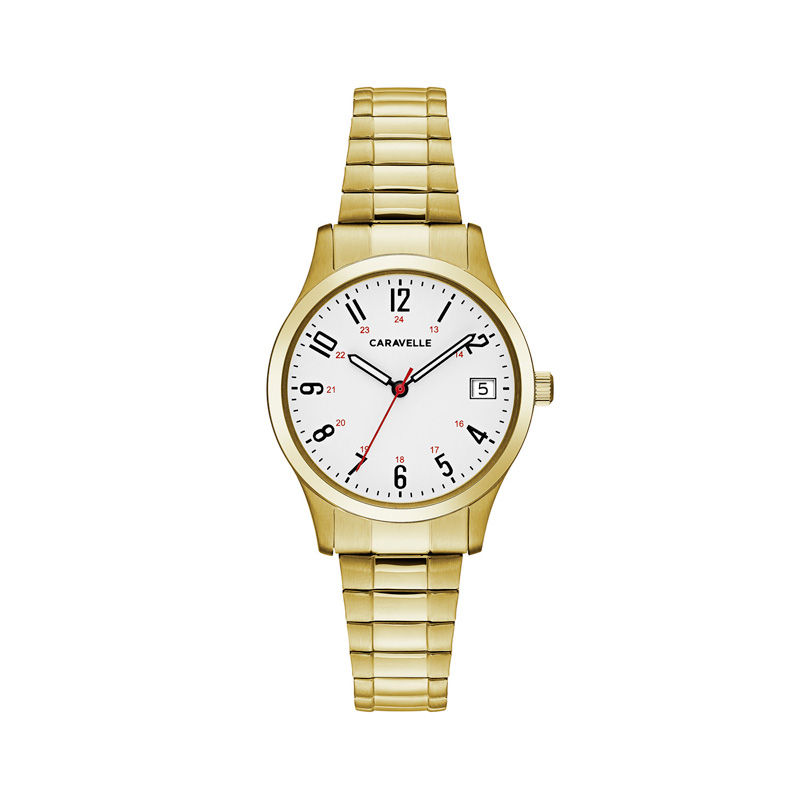 Main Image 1 of Ladies' Caravelle by Bulova Gold-Tone Expansion Watch with White Dial (Model: 44M113)