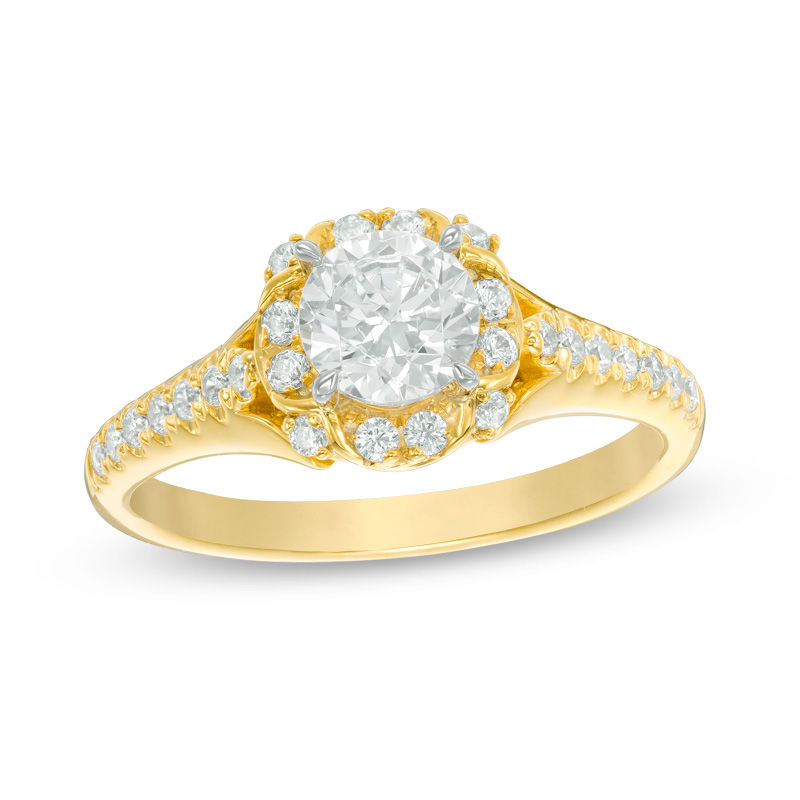 Main Image 1 of 1 CT. T.W. Diamond Flower Frame Engagement Ring in 14K Gold