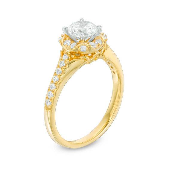 1 CT. T.w. Diamond Flower Frame Engagement Ring in 14K Gold