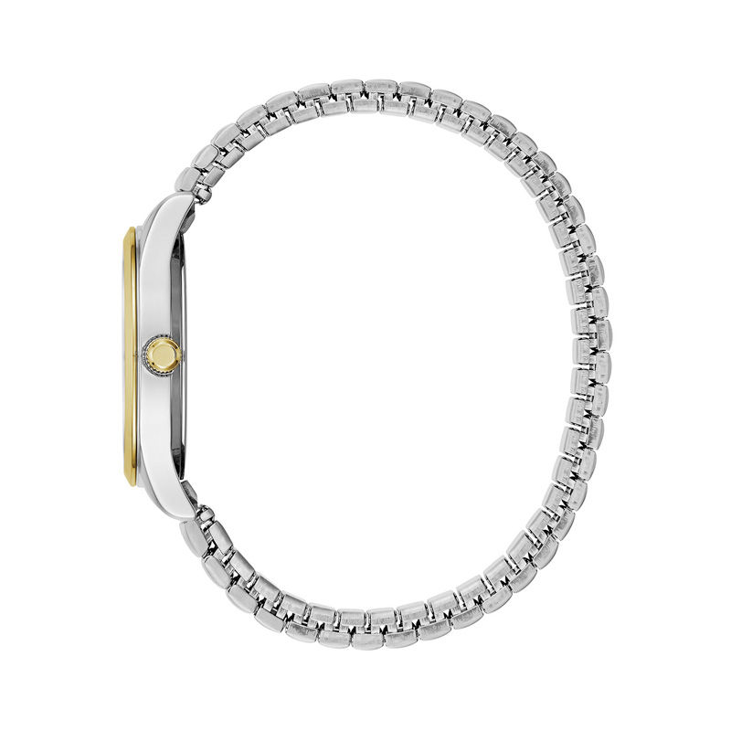 Ladies' Caravelle by Bulova Two-Tone Expansion Watch with White Dial (Model: 45M111)