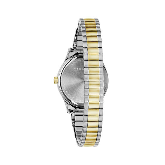 Ladies' Caravelle by Bulova Two-Tone Expansion Watch with White Dial (Model: 45M111)