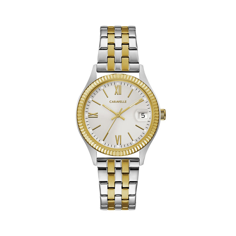 Ladies' Caravelle by Bulova Two-Tone Watch with Silver-Tone Dial