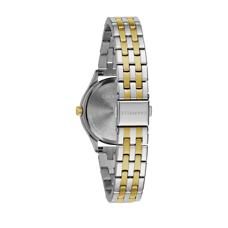 Ladies' Caravelle by Bulova Two-Tone Watch with Silver-Tone Dial (Model: 45M112)