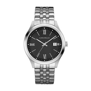 Men's Caravelle by Bulova Stainless Steel Watch with Black Dial (Model: 43B158)
