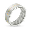 Thumbnail Image 2 of 8.0mm Yellow IP Center Groove Satin Wedding Band in Tantalum
