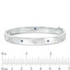 Thumbnail Image 4 of Vera Wang Love Collection Princess-Cut Blue Sapphire and 1/8 CT. T.W. Diamond Bangle in Sterling Silver - 7.5"