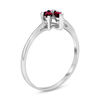 Thumbnail Image 2 of Marquise Ruby and Diamond Accent Three Stone Leaf Ring in 14K White Gold