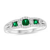 Thumbnail Image 0 of Emerald and 1/4 CT. T.W. Diamond Seven Stone Anniversary Ring in 14K White Gold