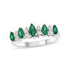 Thumbnail Image 0 of Marquise Emerald and 1/8 CT. T.W. Diamond Nine Stone Illusion Ring in 14K White Gold