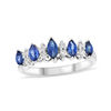 Thumbnail Image 0 of Marquise Blue Sapphire and 1/8 CT. T.W. Diamond Nine Stone Illusion Ring in 14K White Gold