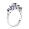 Thumbnail Image 1 of Marquise Blue Sapphire and 1/8 CT. T.W. Diamond Nine Stone Illusion Ring in 14K White Gold