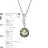 Thumbnail Image 2 of 8.0-9.0mm Tahitian Cultured Pearl and Lab-Created White Sapphire Drop Pendant in Sterling Silver
