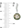 Thumbnail Image 2 of 8.0-9.0mm Tahitian Cultured Pearl and Lab-Created White Sapphire Drop Earrings in Sterling Silver