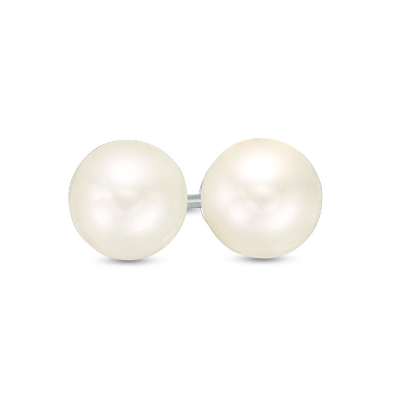 Main Image 1 of 6.5-7.0mm Akoya Cultured Pearl Stud Earrings in 14K White Gold