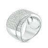 Thumbnail Image 2 of Lab-Created White Sapphire Multi-Row Overlap Ring in Sterling Silver
