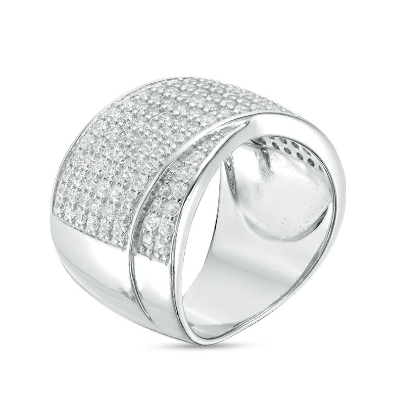 Main Image 2 of Lab-Created White Sapphire Multi-Row Overlap Ring in Sterling Silver
