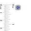 Thumbnail Image 2 of 5.0mm Cushion-Cut Tanzanite and 1/10 CT. T.W. Diamond Frame Stud Earrings in 10K White Gold