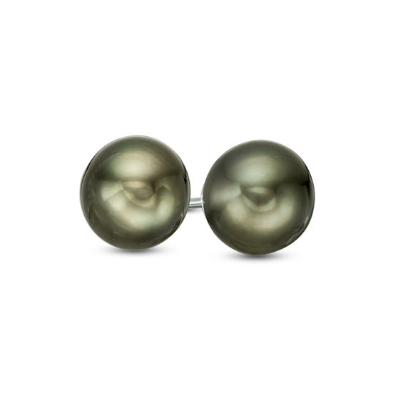 8.0-9.0mm Tahitian Cultured Pearl Stud Earrings in 14K White Gold