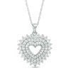 Thumbnail Image 1 of Lab-Created White Sapphire Triple-Heart Pendant in Sterling Silver
