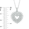 Thumbnail Image 2 of Lab-Created White Sapphire Triple-Heart Pendant in Sterling Silver