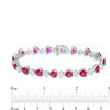 Thumbnail Image 2 of Heart-Shaped Lab-Created Ruby and White Sapphire Line Bracelet in Sterling Silver - 7.25"