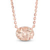 Thumbnail Image 1 of Sideways Oval Morganite and Diamond Accent Necklace in 10K Rose Gold