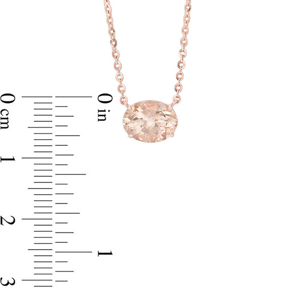 Sideways Oval Morganite and Diamond Accent Necklace in 10K Rose Gold