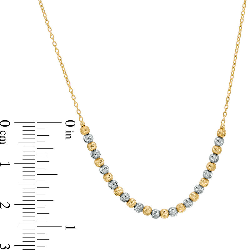 Main Image 2 of Alternating Diamond-Cut Bead Necklace in 10K Two-Tone Gold