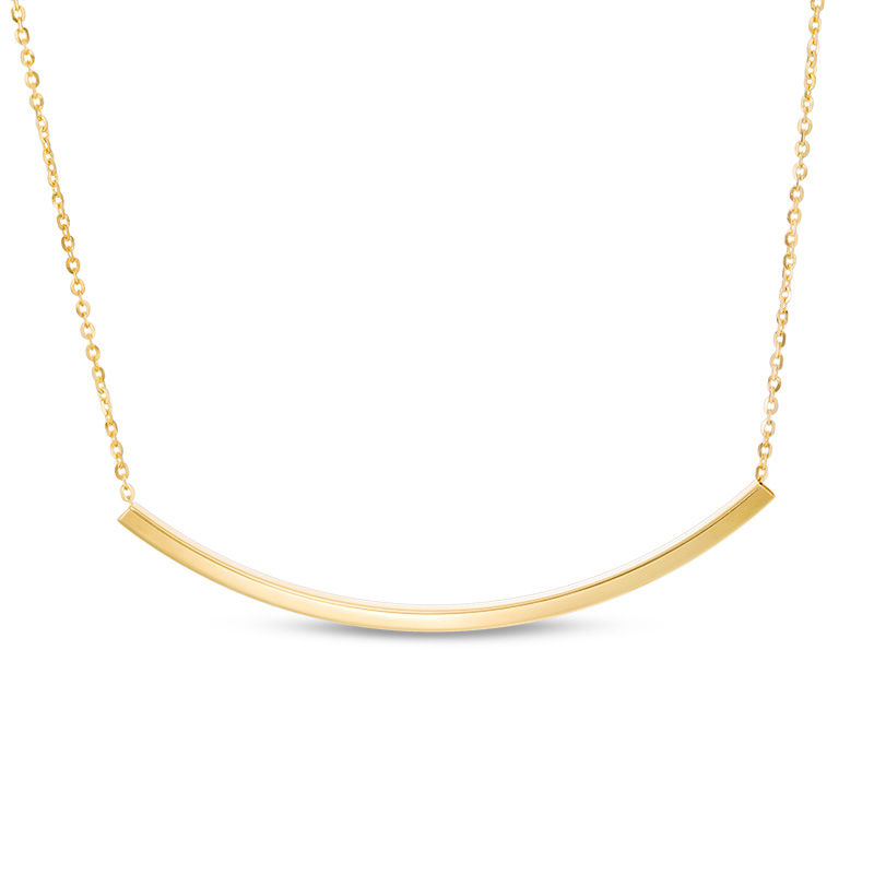 Main Image 1 of Curved Bar Necklace in 10K Gold