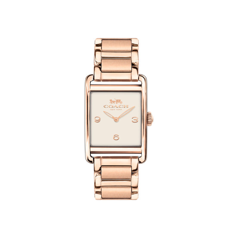 Ladies' Coach Renwick Rose-Tone Watch with Rectangular White Dial (Model: 14502838)